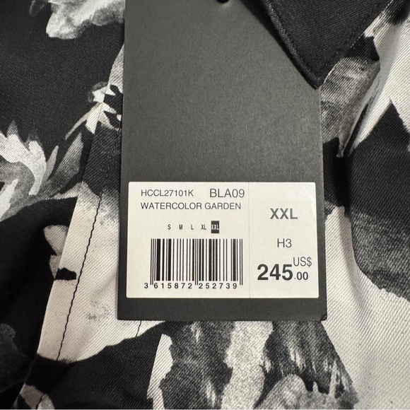 The Kooples Floral Button Up XXL Watercolor Garden Shirt Designer Black White - Picture 6 of 11
